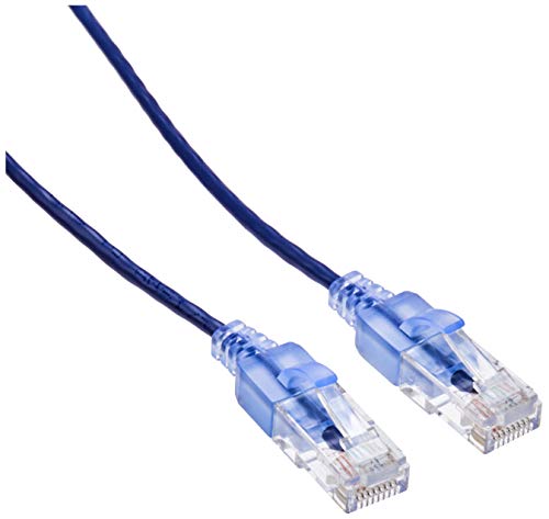 Monoprice Cat6A Ethernet Patch Cable - Snagless RJ45, 550Mhz, 10G, UTP, Pure Bare Copper Wire, 30AWG, 5-Pack, 3 Feet, Blue - SlimRun Series