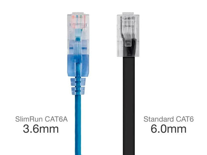 Monoprice Cat6A Ethernet Patch Cable - Snagless RJ45, 550Mhz, 10G, UTP, Pure Bare Copper Wire, 30AWG, 5-Pack, 3 Feet, Blue - SlimRun Series