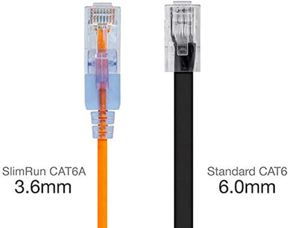 Monoprice Cat6A Ethernet Patch Cable - Snagless RJ45, 550Mhz, 10G, UTP, Pure Bare Copper Wire, 30AWG, 5-Pack, 3 Feet, Blue - SlimRun Series