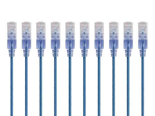 Monoprice Cat6A Ethernet Patch Cable - Snagless RJ45, 550Mhz, 10G, UTP, Pure Bare Copper Wire, 30AWG, 5-Pack, 3 Feet, Blue - SlimRun Series