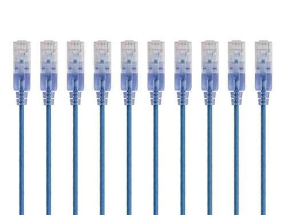 Monoprice Cat6A Ethernet Patch Cable - Snagless RJ45, 550Mhz, 10G, UTP, Pure Bare Copper Wire, 30AWG, 5-Pack, 3 Feet, Blue - SlimRun Series