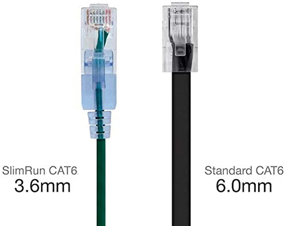 Monoprice Cat6A Ethernet Patch Cable - Snagless RJ45, 550Mhz, 10G, UTP, Pure Bare Copper Wire, 30AWG, 5-Pack, 3 Feet, Blue - SlimRun Series