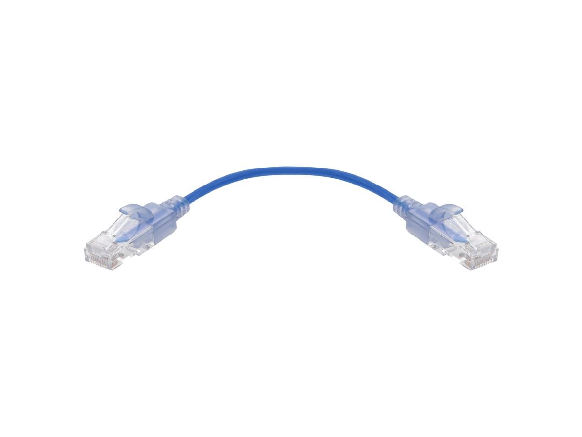 Monoprice Cat6A Ethernet Patch Cable - Snagless RJ45, 550Mhz, 10G, UTP, Pure Bare Copper Wire, 30AWG, 5-Pack, 3 Feet, Blue - SlimRun Series