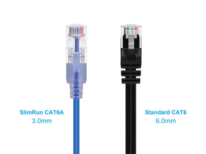 Monoprice Cat6A Ethernet Patch Cable - Snagless RJ45, 550Mhz, 10G, UTP, Pure Bare Copper Wire, 30AWG, 5-Pack, 3 Feet, Blue - SlimRun Series