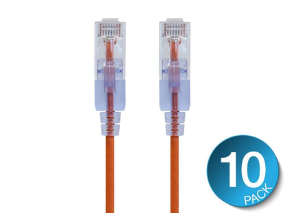 Monoprice Cat6A Ethernet Patch Cable - Snagless RJ45, 550Mhz, 10G, UTP, Pure Bare Copper Wire, 30AWG, 5-Pack, 3 Feet, Blue - SlimRun Series