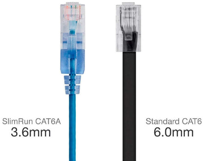 Monoprice Cat6A Ethernet Patch Cable - Snagless RJ45, 550Mhz, 10G, UTP, Pure Bare Copper Wire, 30AWG, 5-Pack, 3 Feet, Blue - SlimRun Series