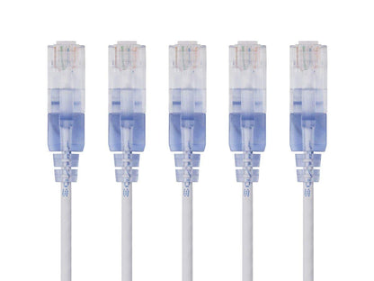 Monoprice Cat6A Ethernet Patch Cable - Snagless RJ45, 550Mhz, 10G, UTP, Pure Bare Copper Wire, 30AWG, 5-Pack, 3 Feet, Blue - SlimRun Series