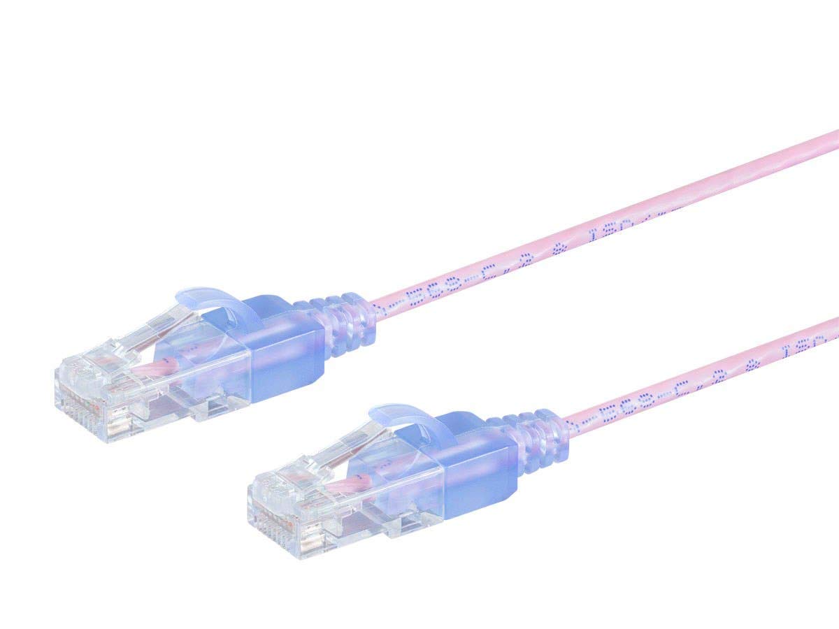 Monoprice Cat6A Ethernet Patch Cable - Snagless RJ45, 550Mhz, 10G, UTP, Pure Bare Copper Wire, 30AWG, 5-Pack, 3 Feet, Blue - SlimRun Series