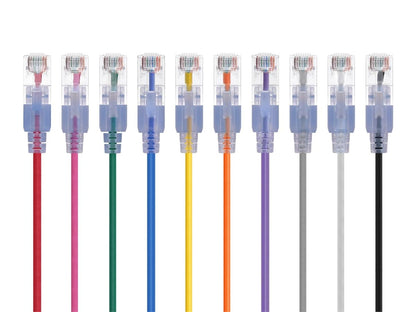 Monoprice Cat6A Ethernet Patch Cable - Snagless RJ45, 550Mhz, 10G, UTP, Pure Bare Copper Wire, 30AWG, 5-Pack, 3 Feet, Blue - SlimRun Series