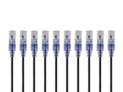 Monoprice Cat6A Ethernet Patch Cable - Snagless RJ45, 550Mhz, 10G, UTP, Pure Bare Copper Wire, 30AWG, 5-Pack, 3 Feet, Blue - SlimRun Series