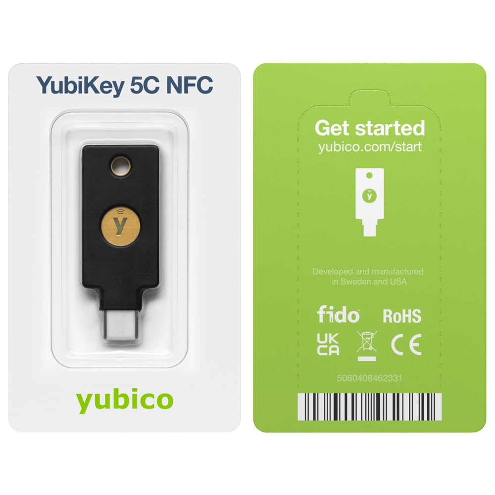 Yubico - YubiKey 5C NFC - Two-Factor authentication (2FA) Security Key, Connect via USB-C or NFC, FIDO Certified - Protect Your Online Accounts