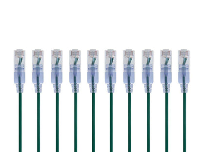 Monoprice Cat6A Ethernet Patch Cable - Snagless RJ45, 550Mhz, 10G, UTP, Pure Bare Copper Wire, 30AWG, 5-Pack, 3 Feet, Blue - SlimRun Series