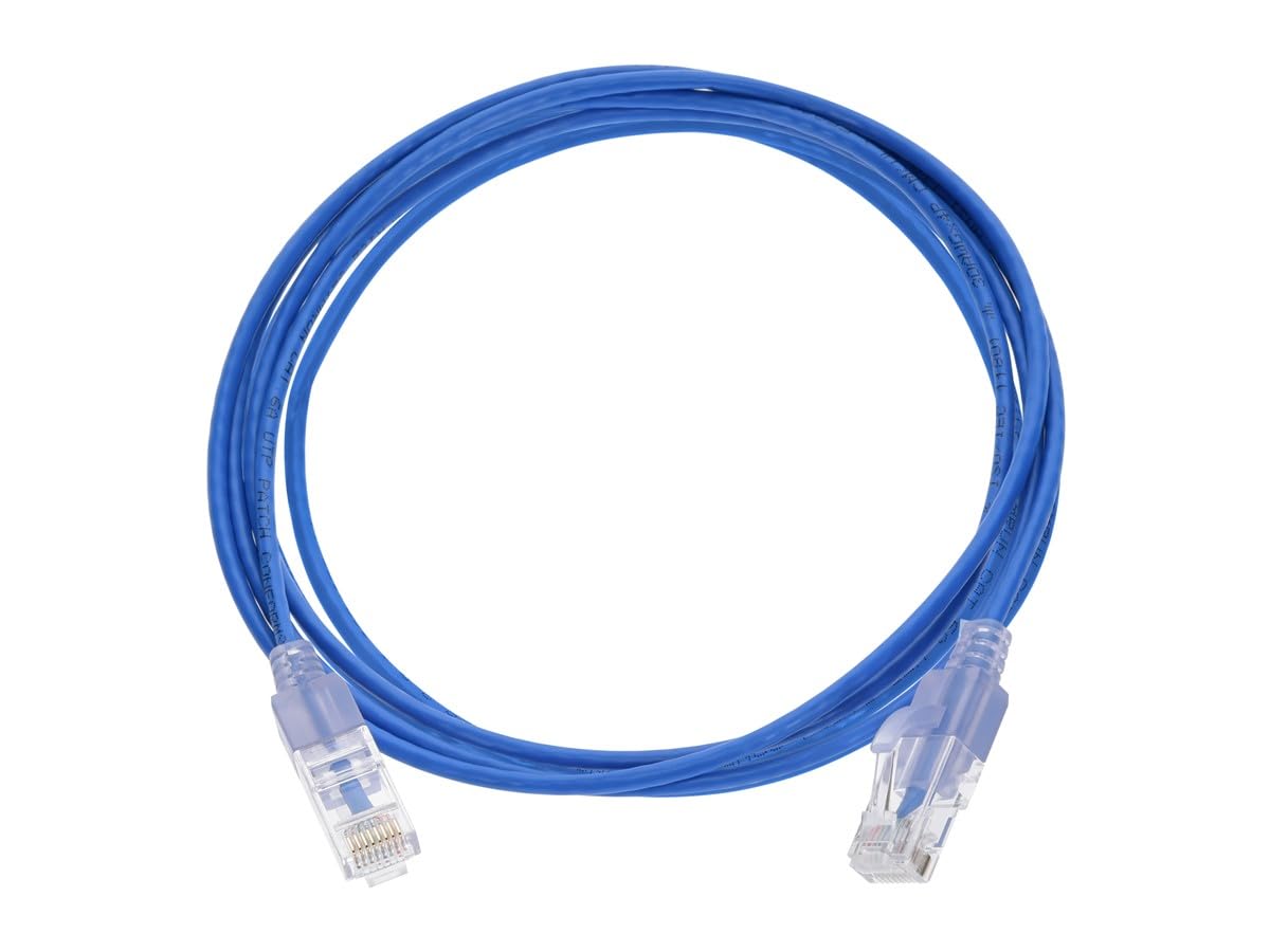 Monoprice Cat6A Ethernet Patch Cable - Snagless RJ45, 550Mhz, 10G, UTP, Pure Bare Copper Wire, 30AWG, 5-Pack, 3 Feet, Blue - SlimRun Series