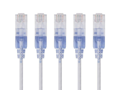 Monoprice Cat6A Ethernet Patch Cable - Snagless RJ45, 550Mhz, 10G, UTP, Pure Bare Copper Wire, 30AWG, 5-Pack, 3 Feet, Blue - SlimRun Series