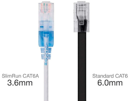 Monoprice Cat6A Ethernet Patch Cable - Snagless RJ45, 550Mhz, 10G, UTP, Pure Bare Copper Wire, 30AWG, 5-Pack, 3 Feet, Blue - SlimRun Series