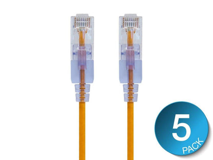 Monoprice Cat6A Ethernet Patch Cable - Snagless RJ45, 550Mhz, 10G, UTP, Pure Bare Copper Wire, 30AWG, 5-Pack, 3 Feet, Blue - SlimRun Series