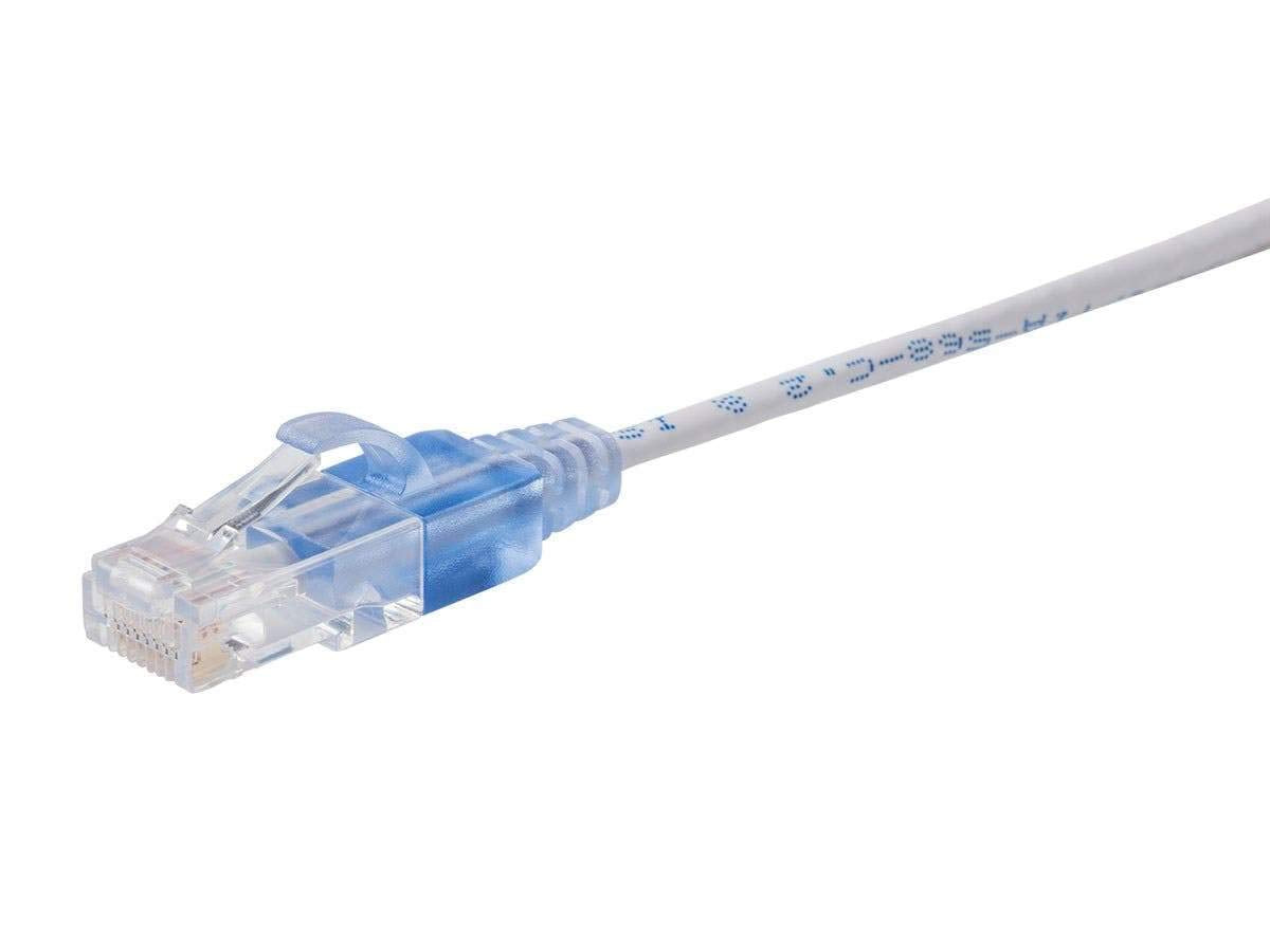 Monoprice Cat6A Ethernet Patch Cable - Snagless RJ45, 550Mhz, 10G, UTP, Pure Bare Copper Wire, 30AWG, 5-Pack, 3 Feet, Blue - SlimRun Series