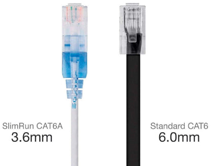 Monoprice Cat6A Ethernet Patch Cable - Snagless RJ45, 550Mhz, 10G, UTP, Pure Bare Copper Wire, 30AWG, 5-Pack, 3 Feet, Blue - SlimRun Series