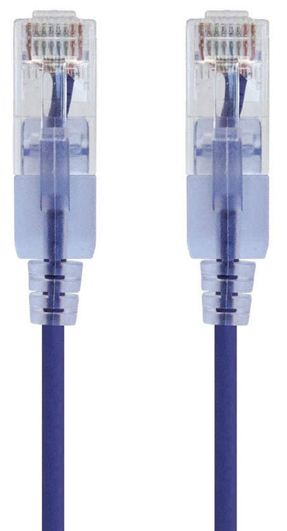 Monoprice Cat6A Ethernet Patch Cable - Snagless RJ45, 550Mhz, 10G, UTP, Pure Bare Copper Wire, 30AWG, 5-Pack, 3 Feet, Blue - SlimRun Series