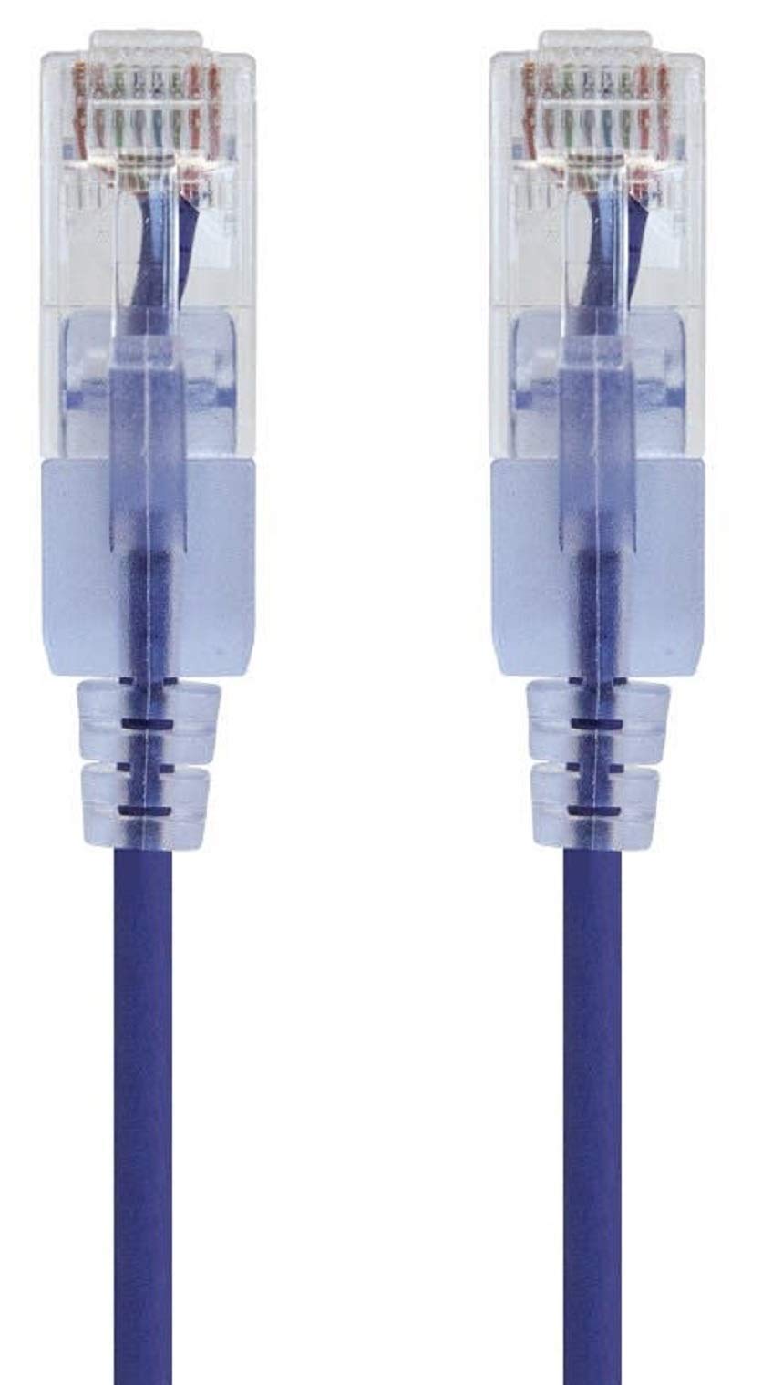 Monoprice Cat6A Ethernet Patch Cable - Snagless RJ45, 550Mhz, 10G, UTP, Pure Bare Copper Wire, 30AWG, 5-Pack, 3 Feet, Blue - SlimRun Series