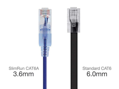 Monoprice Cat6A Ethernet Patch Cable - Snagless RJ45, 550Mhz, 10G, UTP, Pure Bare Copper Wire, 30AWG, 5-Pack, 3 Feet, Blue - SlimRun Series