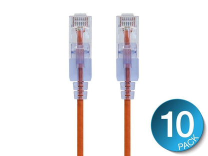 Monoprice Cat6A Ethernet Patch Cable - Snagless RJ45, 550Mhz, 10G, UTP, Pure Bare Copper Wire, 30AWG, 5-Pack, 3 Feet, Blue - SlimRun Series