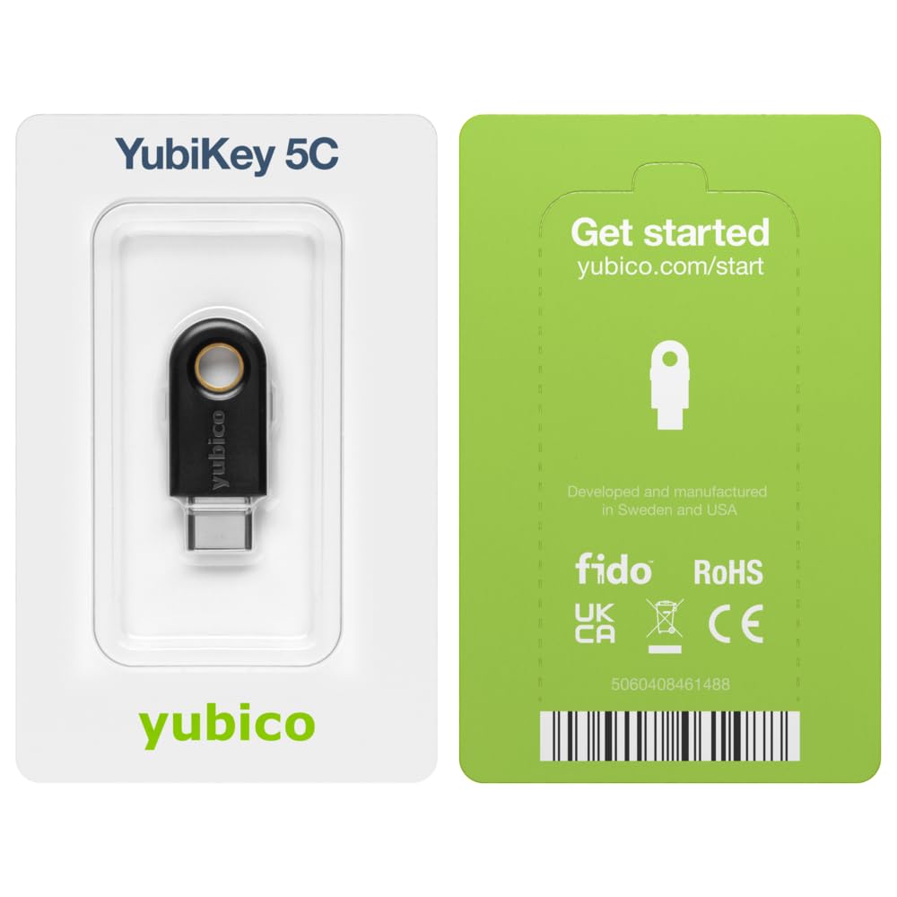 Yubico - YubiKey 5C NFC - Two-Factor authentication (2FA) Security Key, Connect via USB-C or NFC, FIDO Certified - Protect Your Online Accounts