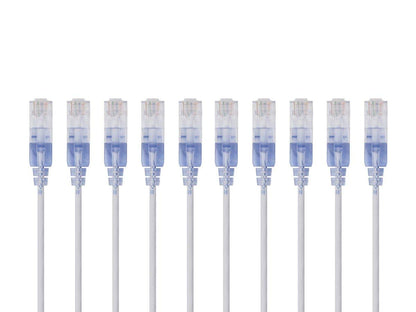 Monoprice Cat6A Ethernet Patch Cable - Snagless RJ45, 550Mhz, 10G, UTP, Pure Bare Copper Wire, 30AWG, 5-Pack, 3 Feet, Blue - SlimRun Series