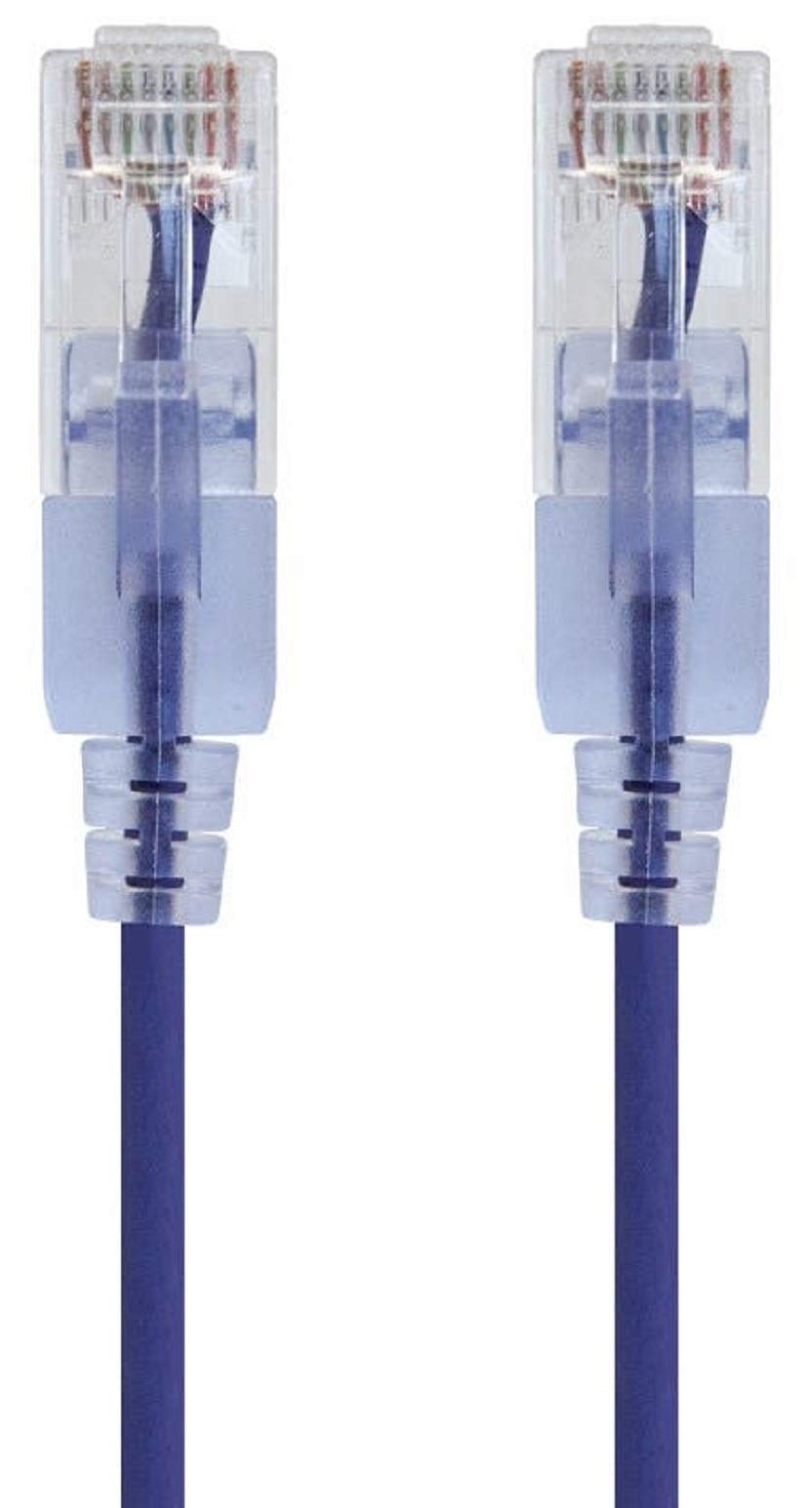 Monoprice Cat6A Ethernet Patch Cable - Snagless RJ45, 550Mhz, 10G, UTP, Pure Bare Copper Wire, 30AWG, 5-Pack, 3 Feet, Blue - SlimRun Series