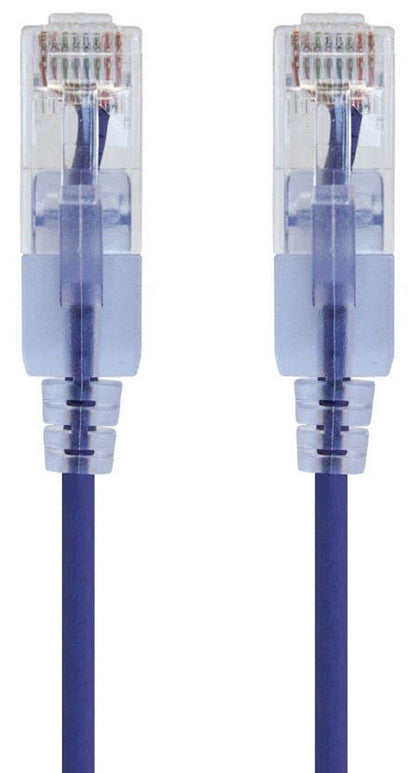 Monoprice Cat6A Ethernet Patch Cable - Snagless RJ45, 550Mhz, 10G, UTP, Pure Bare Copper Wire, 30AWG, 5-Pack, 3 Feet, Blue - SlimRun Series