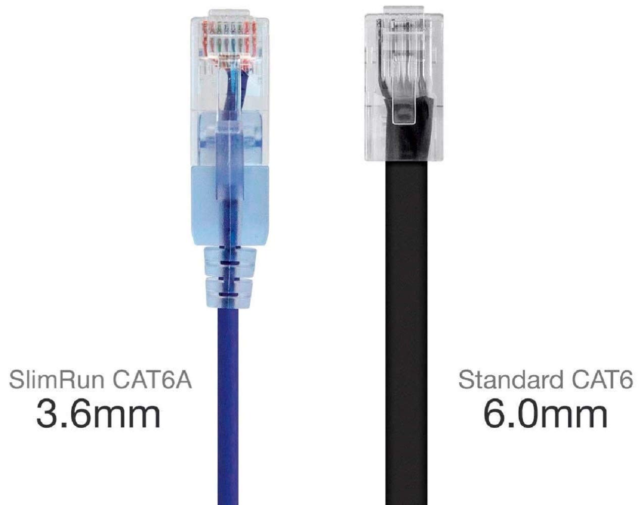 Monoprice Cat6A Ethernet Patch Cable - Snagless RJ45, 550Mhz, 10G, UTP, Pure Bare Copper Wire, 30AWG, 5-Pack, 3 Feet, Blue - SlimRun Series