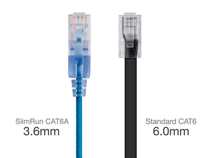 Monoprice Cat6A Ethernet Patch Cable - Snagless RJ45, 550Mhz, 10G, UTP, Pure Bare Copper Wire, 30AWG, 5-Pack, 3 Feet, Blue - SlimRun Series