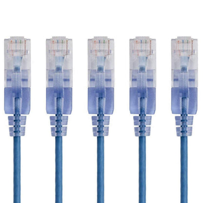 Monoprice Cat6A Ethernet Patch Cable - Snagless RJ45, 550Mhz, 10G, UTP, Pure Bare Copper Wire, 30AWG, 5-Pack, 3 Feet, Blue - SlimRun Series