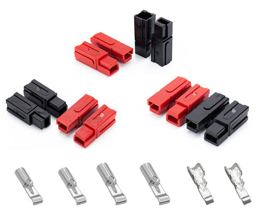 Power Connectors Assortment Kit, Quick Disconnect Terminals Connectors, Battery Connector Modular Power Connector Kit Come Unassembled in Box 15/30/45 Amp AWG10-20,96PCS/24 Pairs