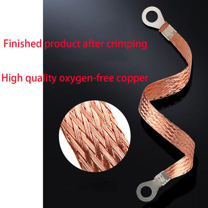 Flat Copper Braid Cable,13mm Flat Copper Braided Ground Strap Wire, Flexible Shielding Wire Mesh（16.4ft）