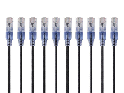 Monoprice Cat6A Ethernet Patch Cable - Snagless RJ45, 550Mhz, 10G, UTP, Pure Bare Copper Wire, 30AWG, 5-Pack, 3 Feet, Blue - SlimRun Series