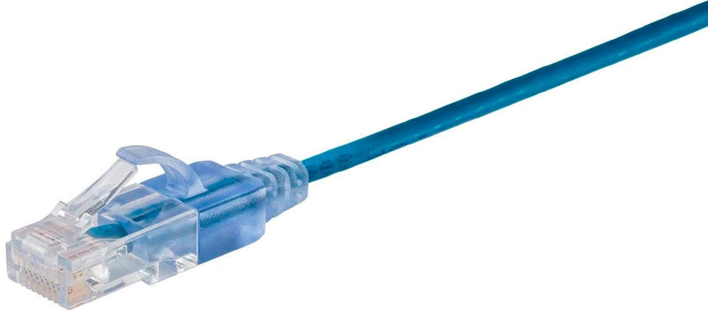 Monoprice Cat6A Ethernet Patch Cable - Snagless RJ45, 550Mhz, 10G, UTP, Pure Bare Copper Wire, 30AWG, 5-Pack, 3 Feet, Blue - SlimRun Series