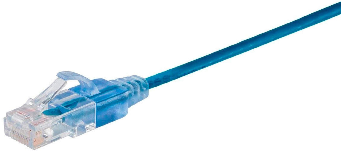 Monoprice Cat6A Ethernet Patch Cable - Snagless RJ45, 550Mhz, 10G, UTP, Pure Bare Copper Wire, 30AWG, 5-Pack, 3 Feet, Blue - SlimRun Series