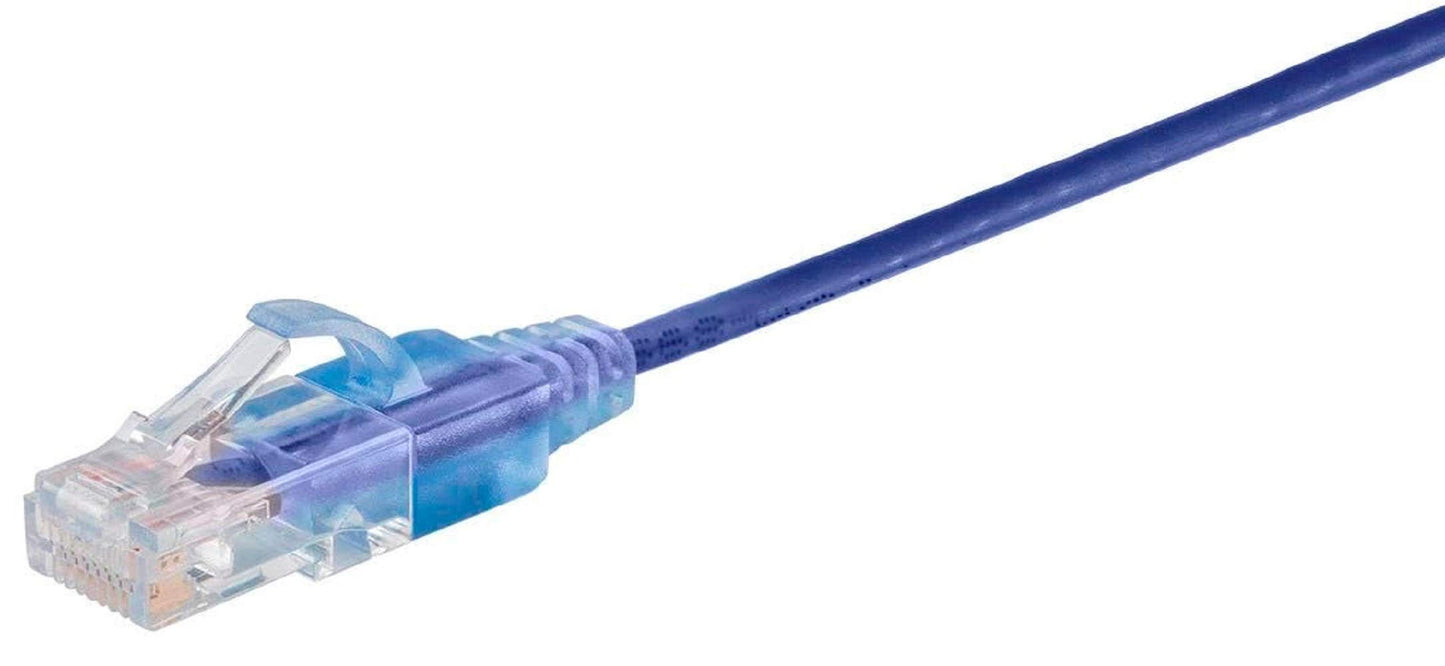 Monoprice Cat6A Ethernet Patch Cable - Snagless RJ45, 550Mhz, 10G, UTP, Pure Bare Copper Wire, 30AWG, 5-Pack, 3 Feet, Blue - SlimRun Series