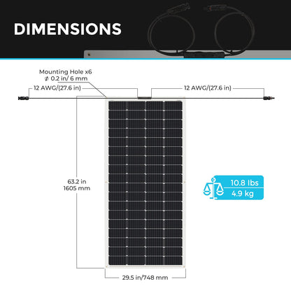 Renogy Solar Panel 200W 12V Lightweight Monocrystalline Ultra-Flexible Bendable Mono Off-Grid Charger for Marine RV Cabin Van Car Boat Curve Surfaces