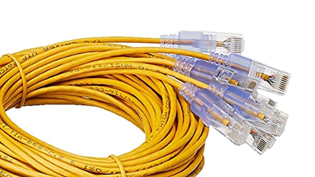 Monoprice Cat6A Ethernet Patch Cable - Snagless RJ45, 550Mhz, 10G, UTP, Pure Bare Copper Wire, 30AWG, 5-Pack, 3 Feet, Blue - SlimRun Series