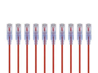 Monoprice Cat6A Ethernet Patch Cable - Snagless RJ45, 550Mhz, 10G, UTP, Pure Bare Copper Wire, 30AWG, 5-Pack, 3 Feet, Blue - SlimRun Series