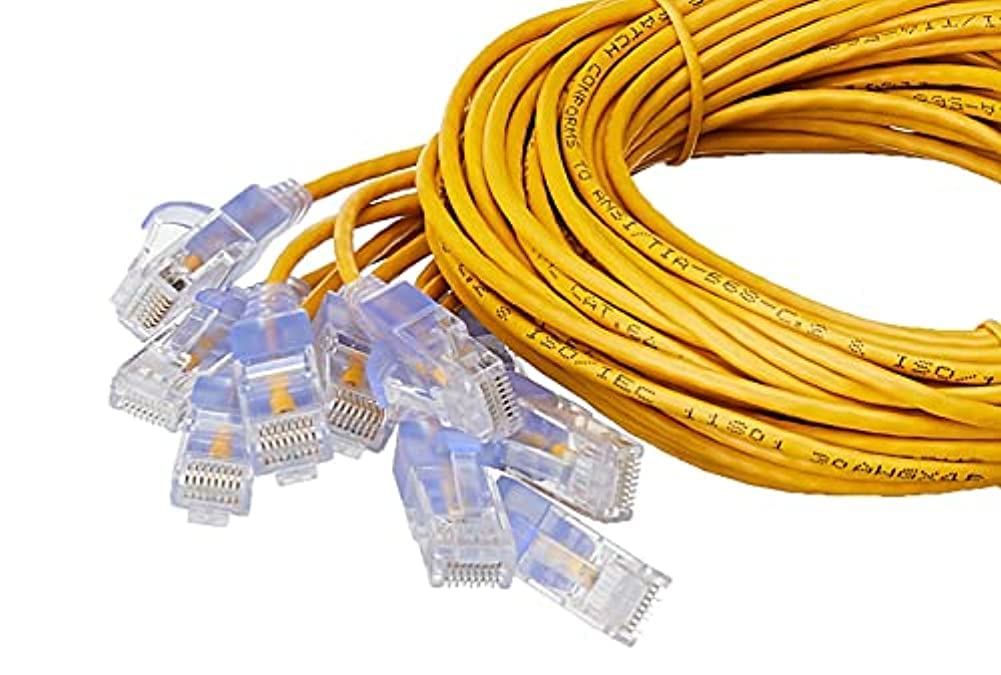 Monoprice Cat6A Ethernet Patch Cable - Snagless RJ45, 550Mhz, 10G, UTP, Pure Bare Copper Wire, 30AWG, 5-Pack, 3 Feet, Blue - SlimRun Series