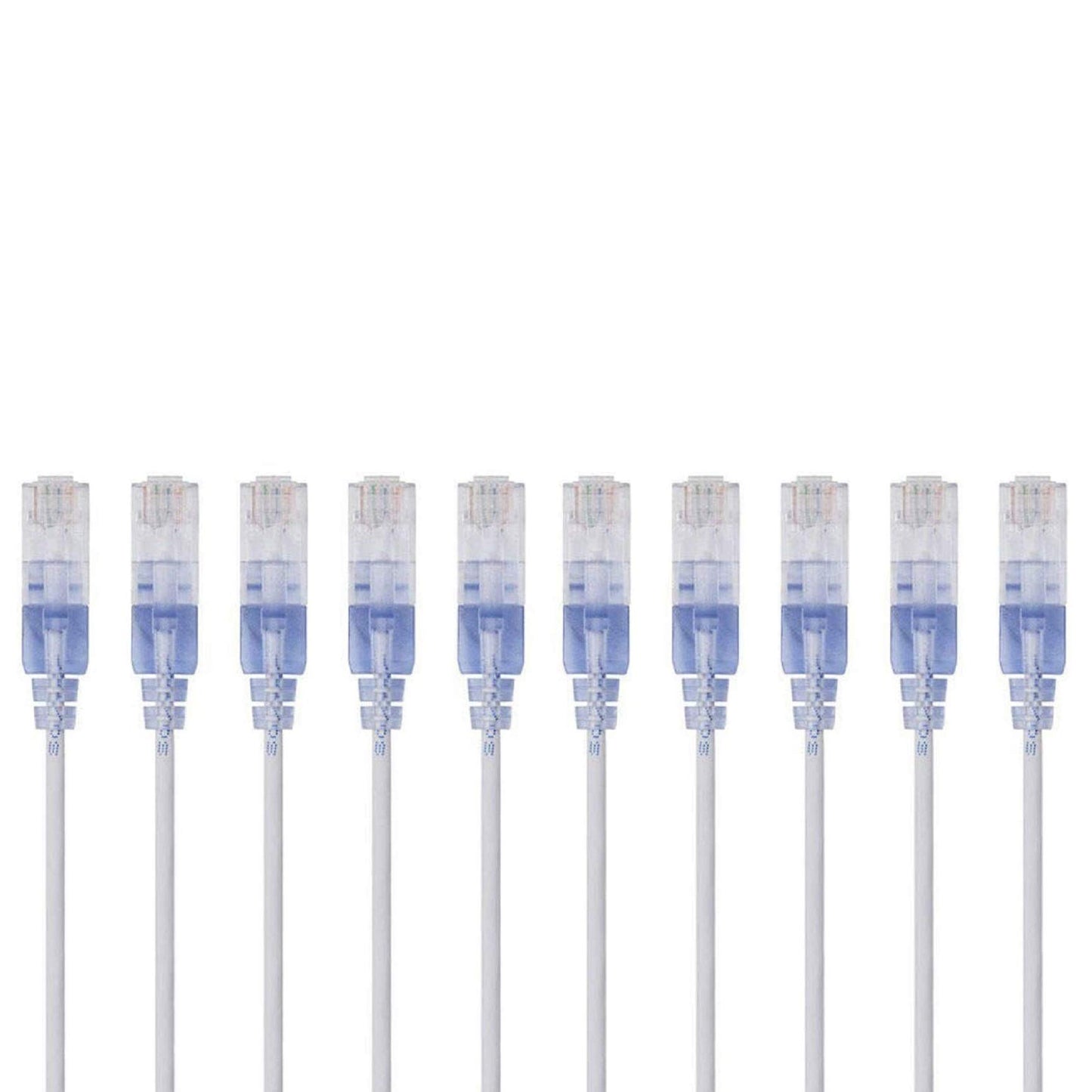 Monoprice Cat6A Ethernet Patch Cable - Snagless RJ45, 550Mhz, 10G, UTP, Pure Bare Copper Wire, 30AWG, 5-Pack, 3 Feet, Blue - SlimRun Series