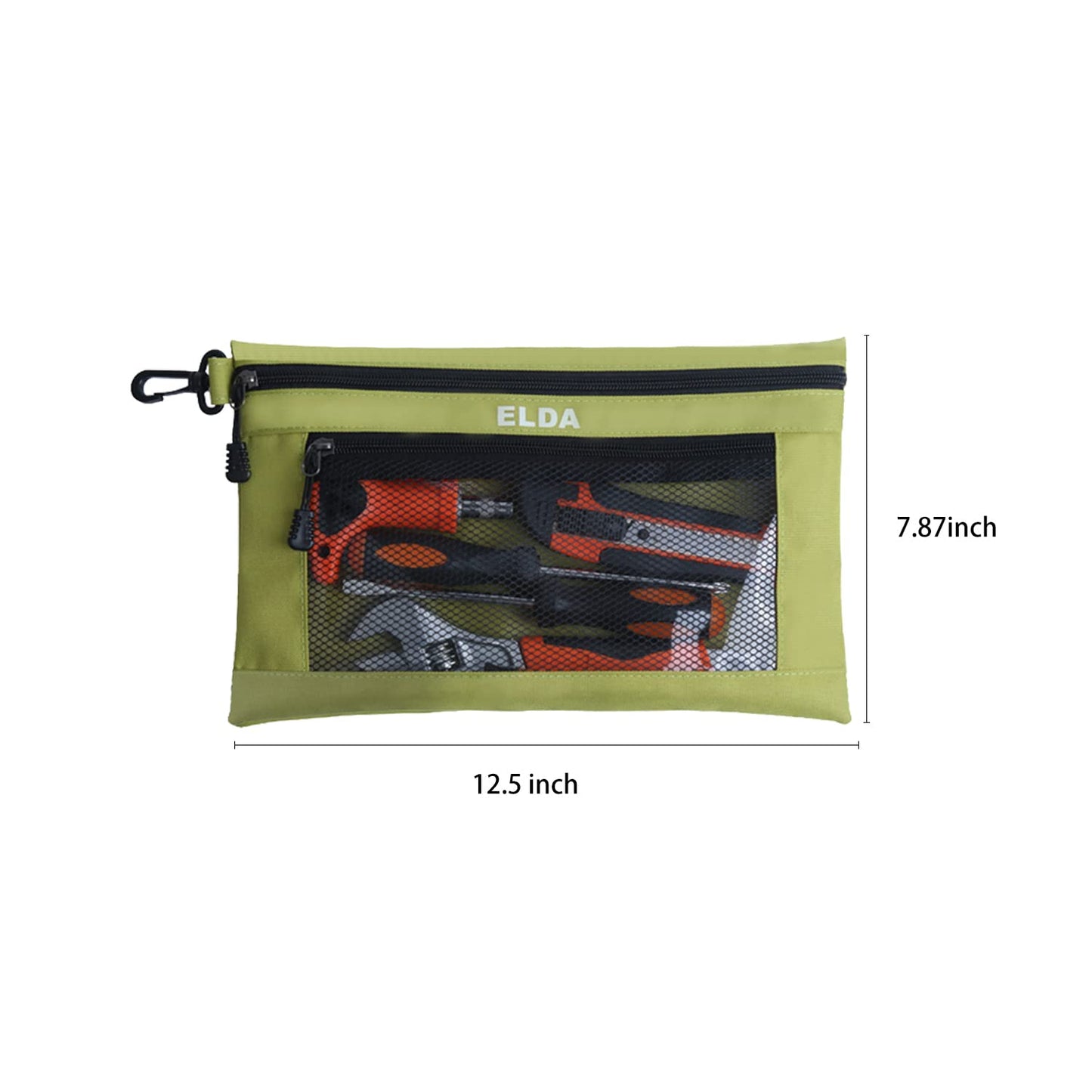 ELDA Tool Bag with Zipper Waterproof Organizer and Storage for Men Heavy Duty Tool Pouch Multi-Purpose Clip on Zipper Pouch Tote Bag,5pack