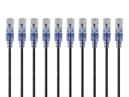 Monoprice Cat6A Ethernet Patch Cable - Snagless RJ45, 550Mhz, 10G, UTP, Pure Bare Copper Wire, 30AWG, 5-Pack, 3 Feet, Blue - SlimRun Series