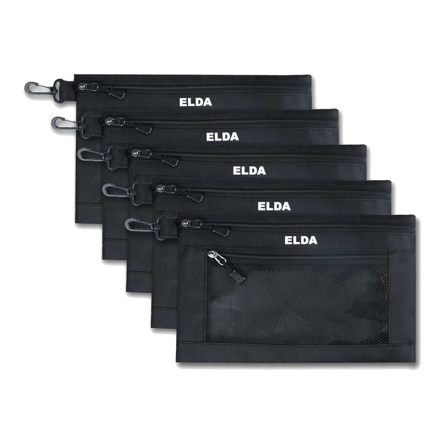 ELDA Tool Bag with Zipper Waterproof Organizer and Storage for Men Heavy Duty Tool Pouch Multi-Purpose Clip on Zipper Pouch Tote Bag,5pack