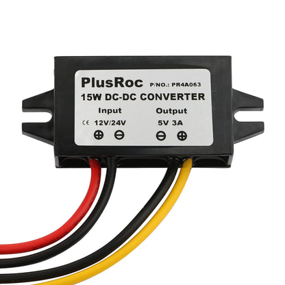 PlusRoc Waterproof 12V/24V to 5V Converter DC-DC Step Down Module Power Adapter Compatible with Raspberry Pi 4, Cellphone, Car (USB Type-C Connector)