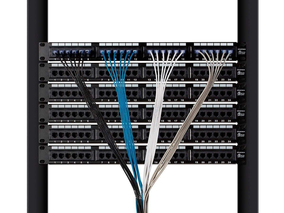 Monoprice Cat6A Ethernet Patch Cable - Snagless RJ45, 550Mhz, 10G, UTP, Pure Bare Copper Wire, 30AWG, 5-Pack, 3 Feet, Blue - SlimRun Series