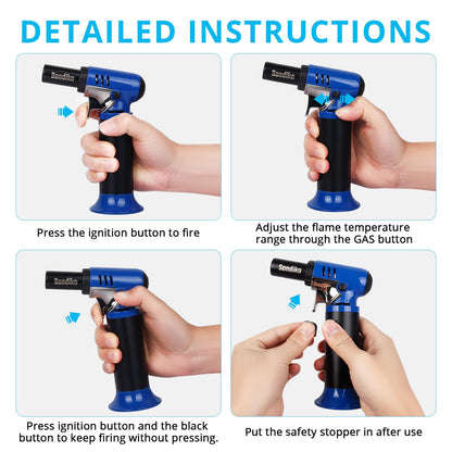 Sondiko Butane Torch with Fuel Gauge S907, Refillable Soldering Torch Lighter with Adjustable Flame for Welding, Resin Art, Industrial(Butane Gas Not Included)